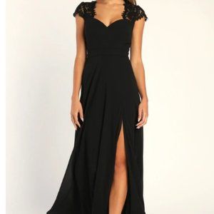 Lulus Momentous Moments Black Lace Backless Maxi Dress